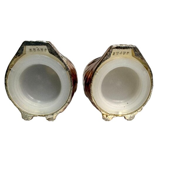 VTG MCM OWL SALT & PEPPER SHAKERS IN COPPER LUSTER FINISH 2" HIGH ORIG STOPPERS - Picture 6 of 7